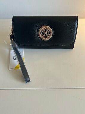 NWT CXL by Christian Lacroix Bali Caviar Small Clutch Wristlet/Wallet Black